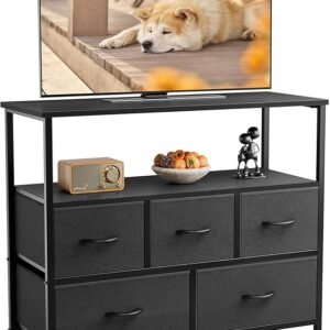 TV Stand Dresser with 5 Fabric Drawer