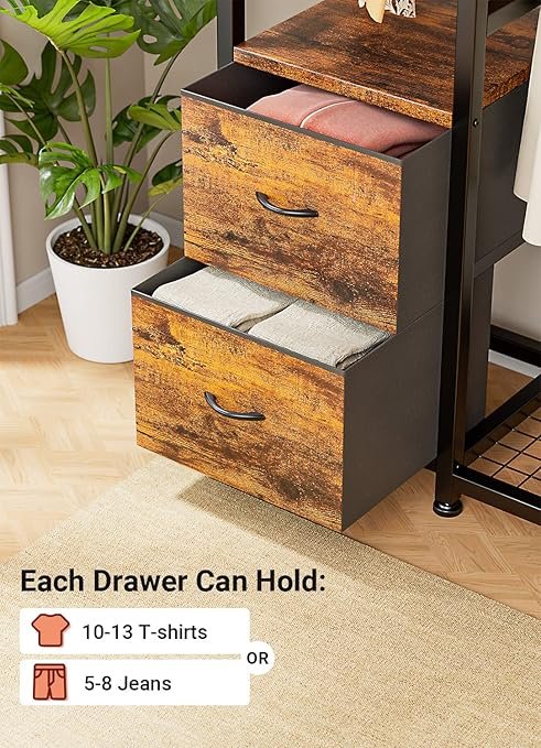 Heavy Duty Clothes Racks with Shelves and Fabric Drawers - Image 4